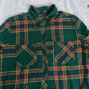 Green & Orange Plaid button up